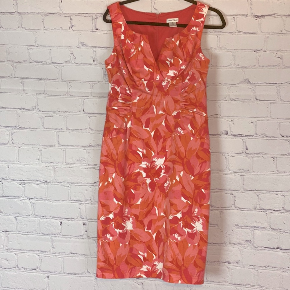 Andre Oliver pink orange white floral dress